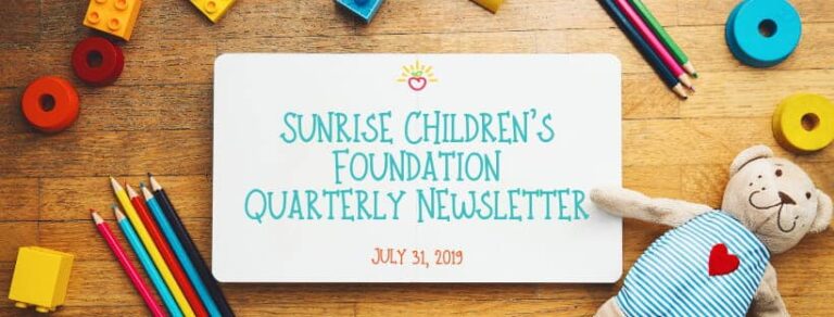 Sunrise Children's Foundation newsletter for July