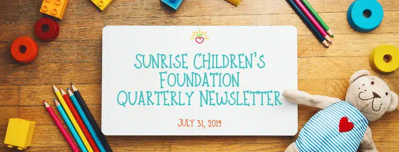 Sunrise Children's Foundation newsletter for July