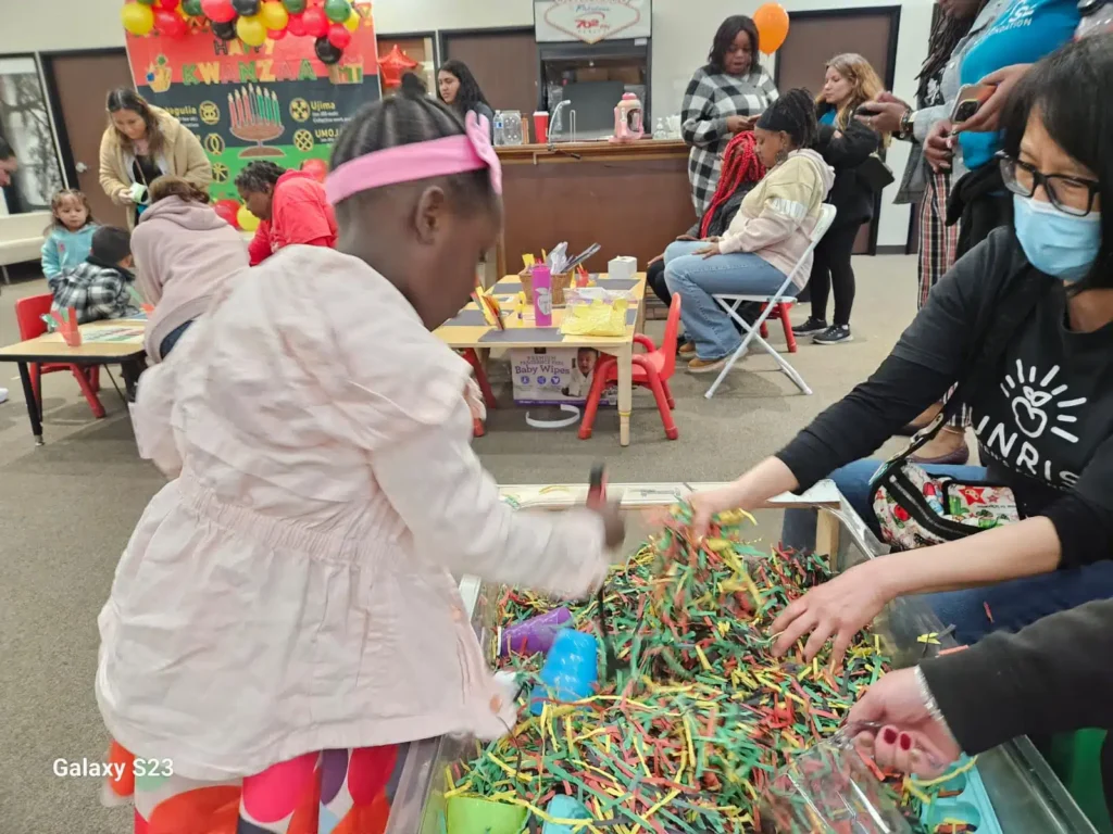 Child playing at sunrise Children's foundation with childhood education teacher