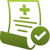 Life and supplemental insurance icon highlighting benefits of Early Head Start jobs, featuring a document with a medical cross and a checkmark symbol.